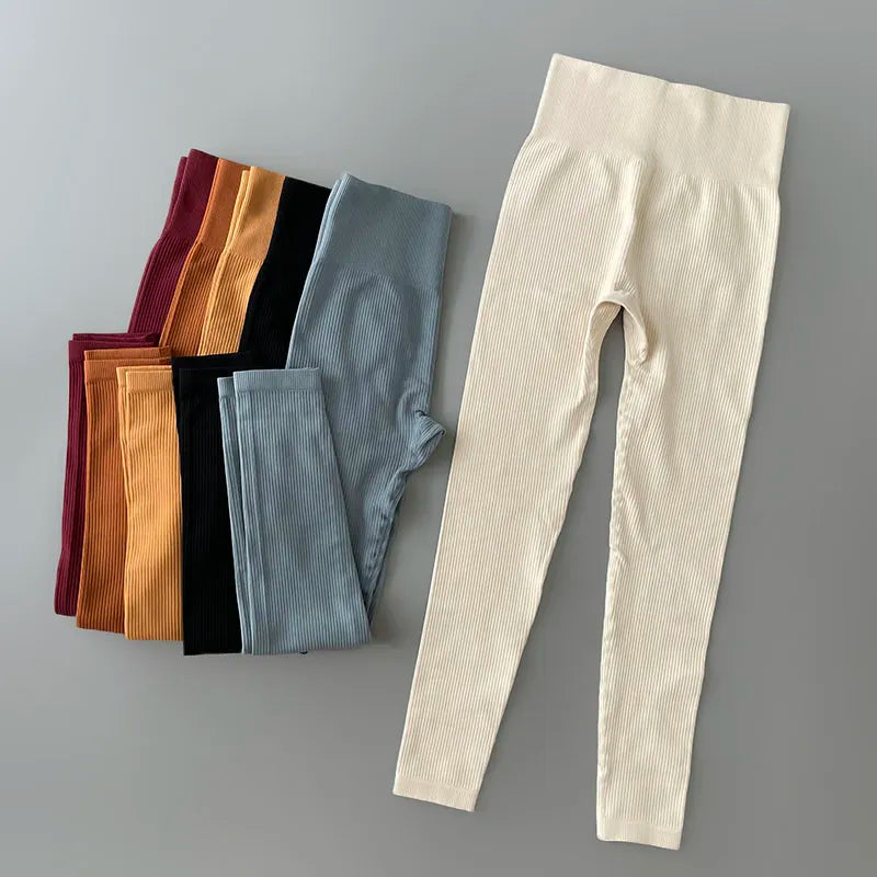Legginsy prążkowane damskie