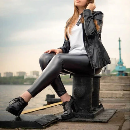 Legginsy czarne skorzane